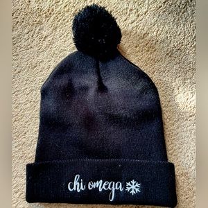 Chi Omega winter hat beanie - black - NWOT